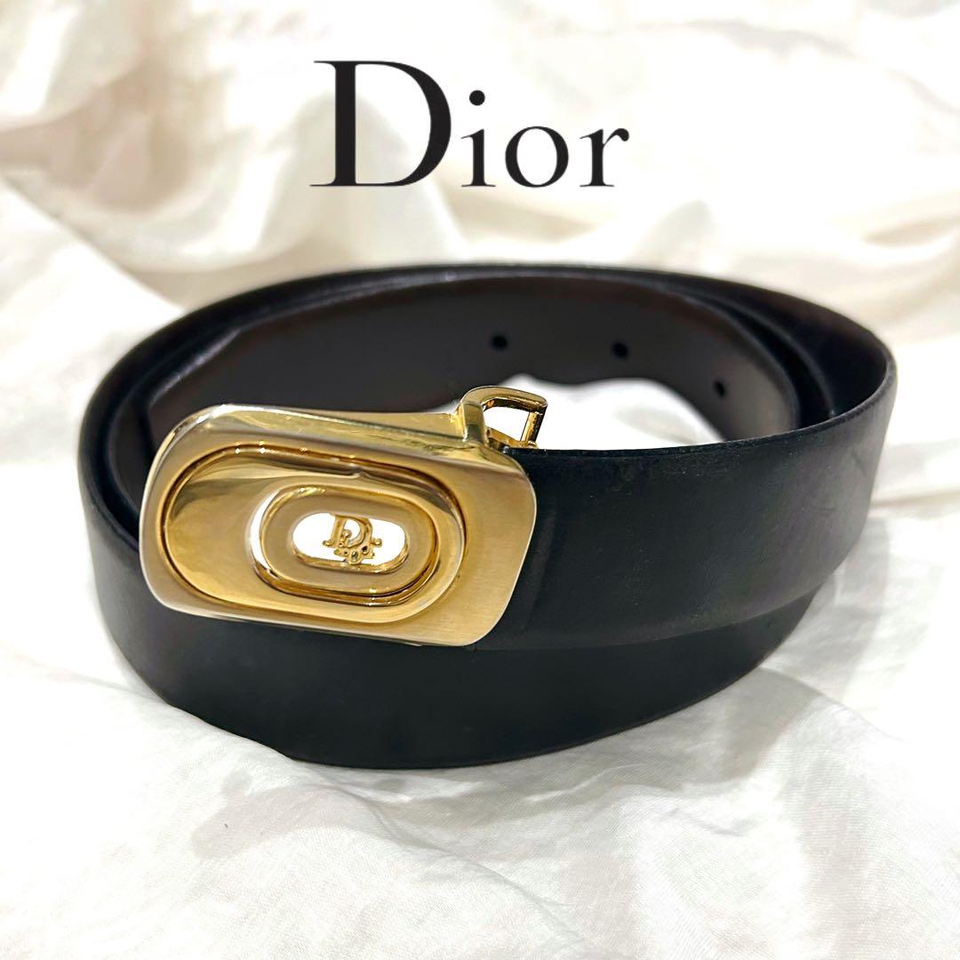 美品 Christian Dior リバーシブル ベルト 本革 黒 ブラウン