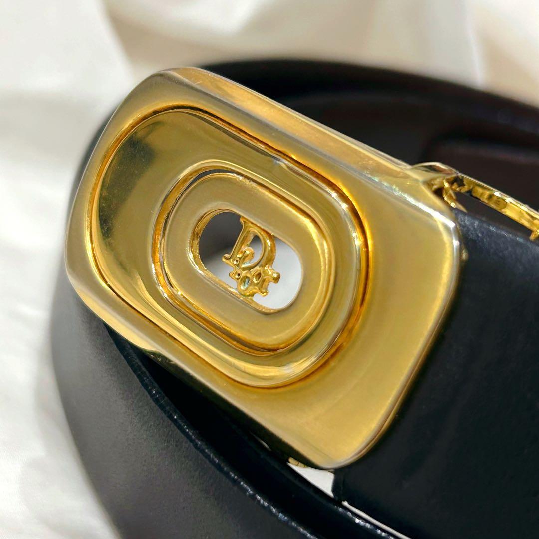 美品 Christian Dior リバーシブル ベルト 本革 黒 ブラウン