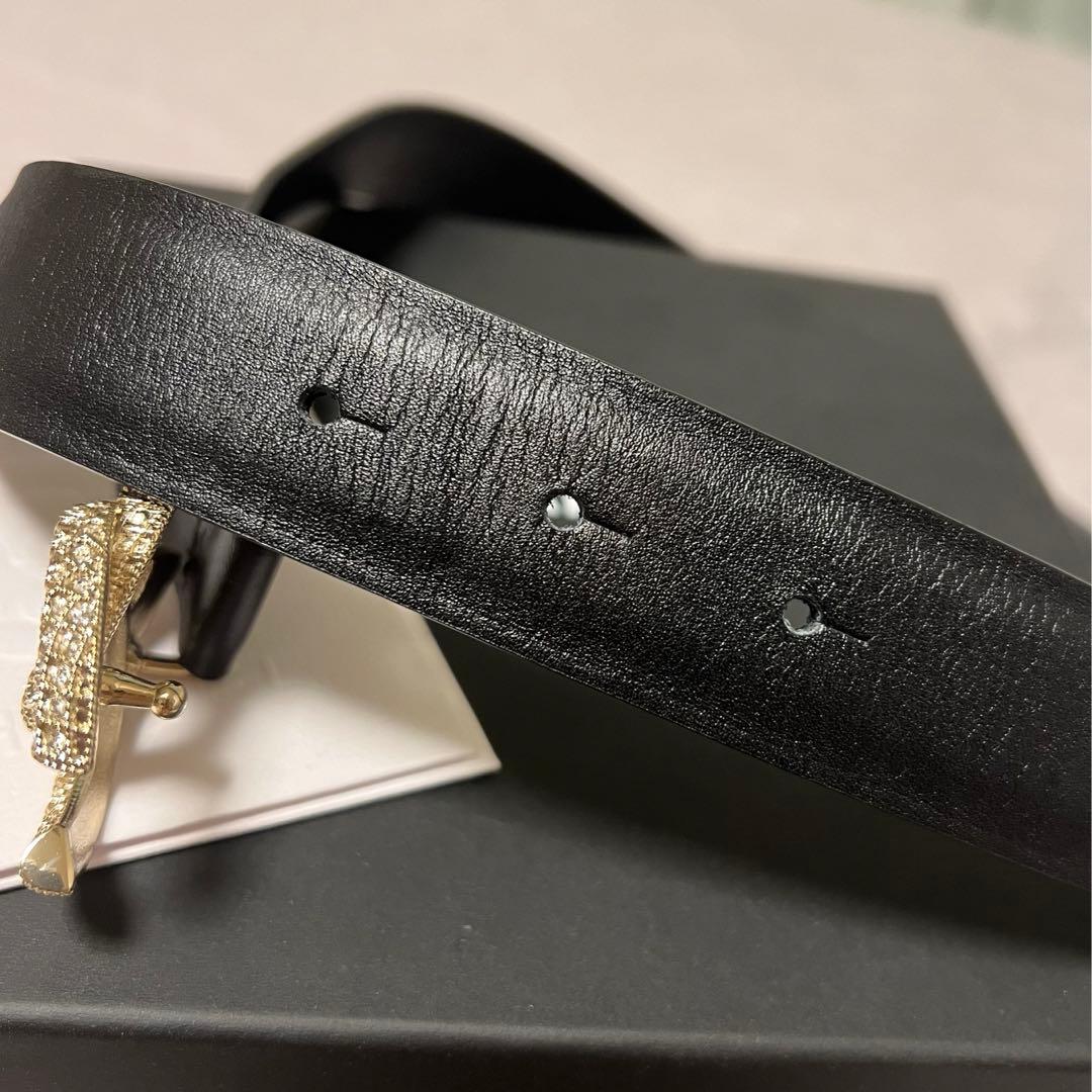 CHANEL ゴールドバックルブラックベルト