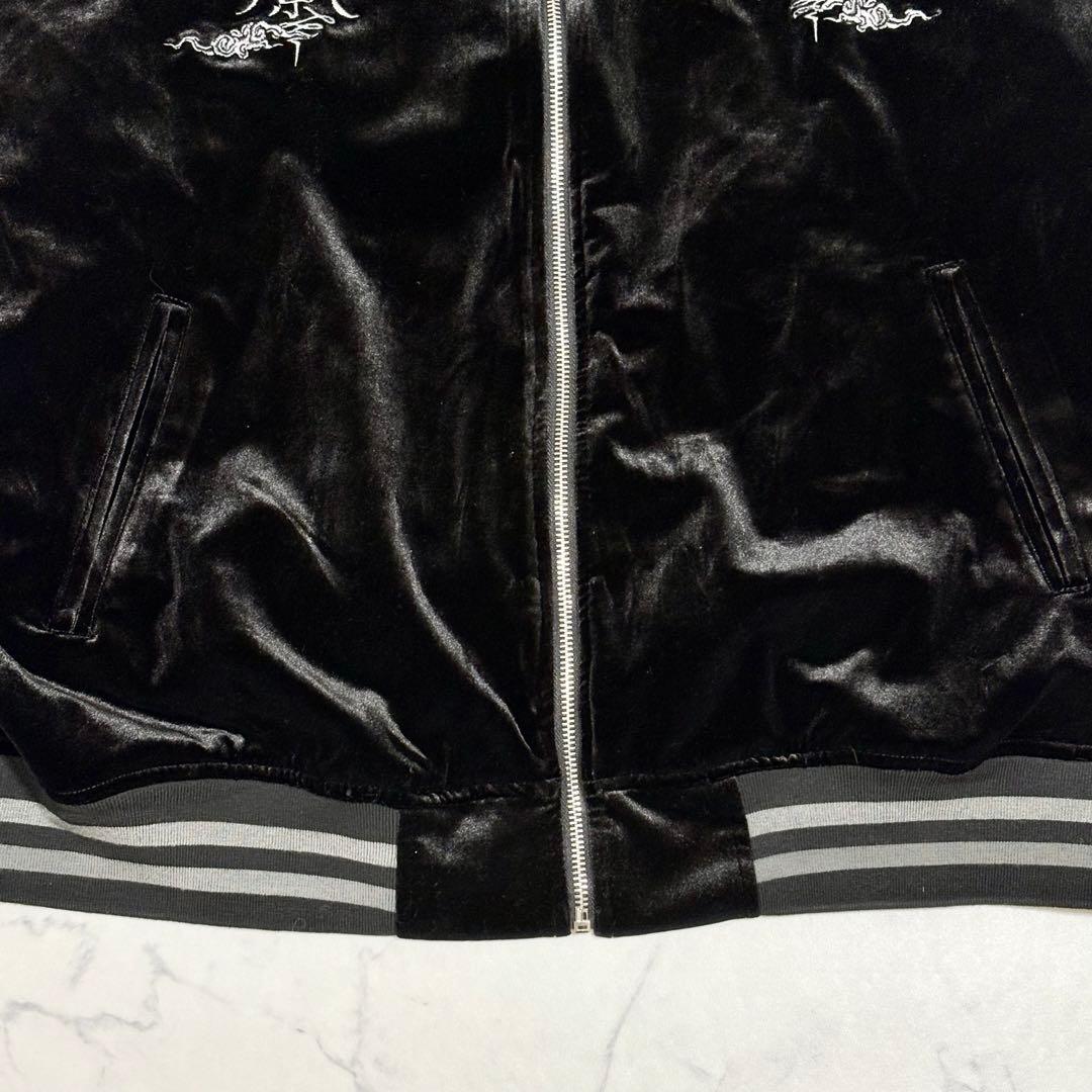 美品 REFLEM レフレム ドラゴン刺繍 ベロア スカジャン 黒 FREE