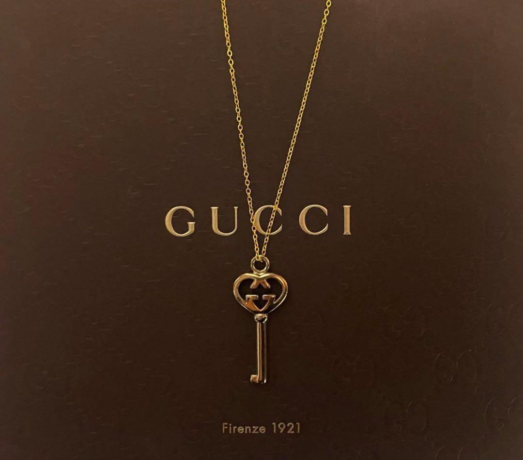 ★新品同様 GUCCI GGロゴハートチャームネックレス 【確実正規品】