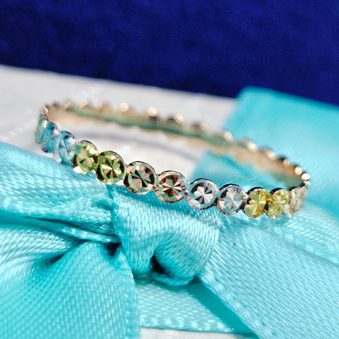 キラキラ3色！ 18金 K18 スリーカラー 多面カット デザイン リング