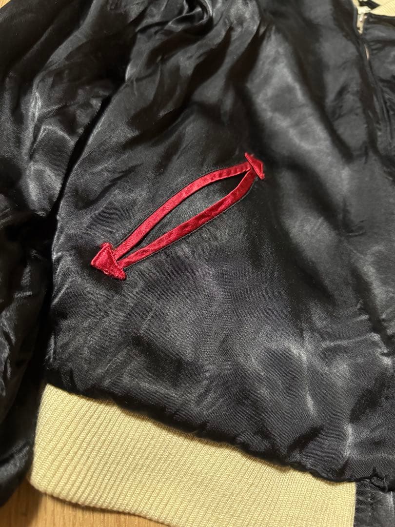 豪華刺繍 花旅楽団 別珍 サテン リバーシブル スカジャン Lサイズ ブラック