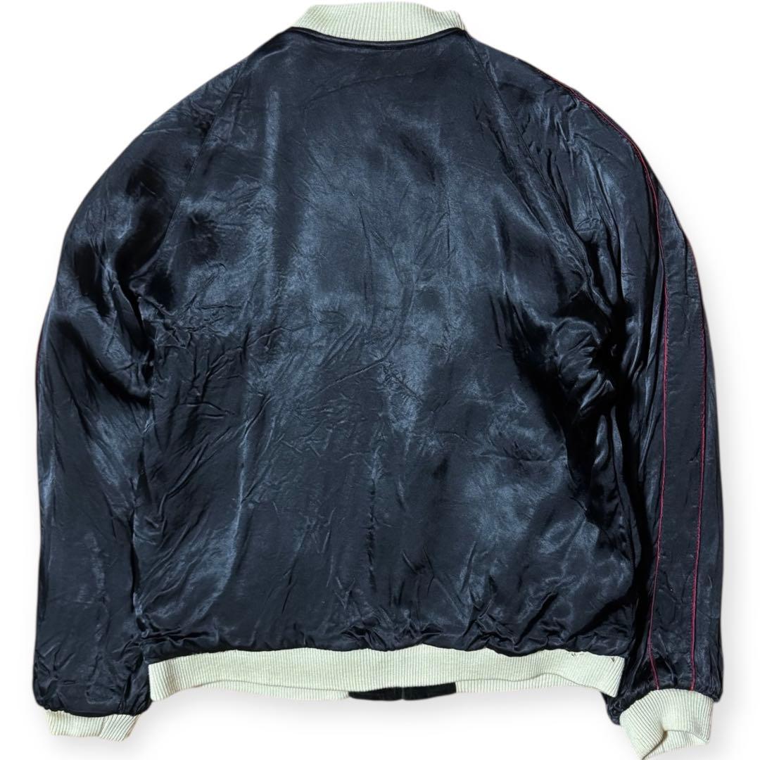 豪華刺繍 花旅楽団 別珍 サテン リバーシブル スカジャン Lサイズ ブラック