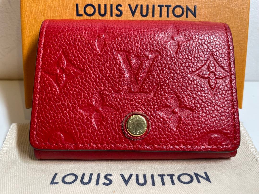 【極美品】LOUISVUITTONアンプラント レザー スリーズレッド　名刺入れ