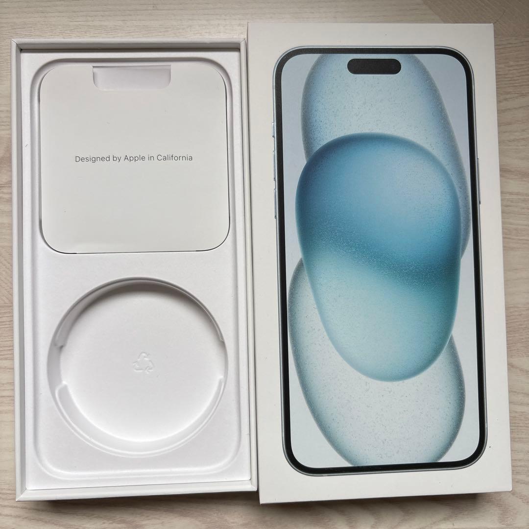 iPhone15plus 128gb ブルー　アイフェイスケース付き