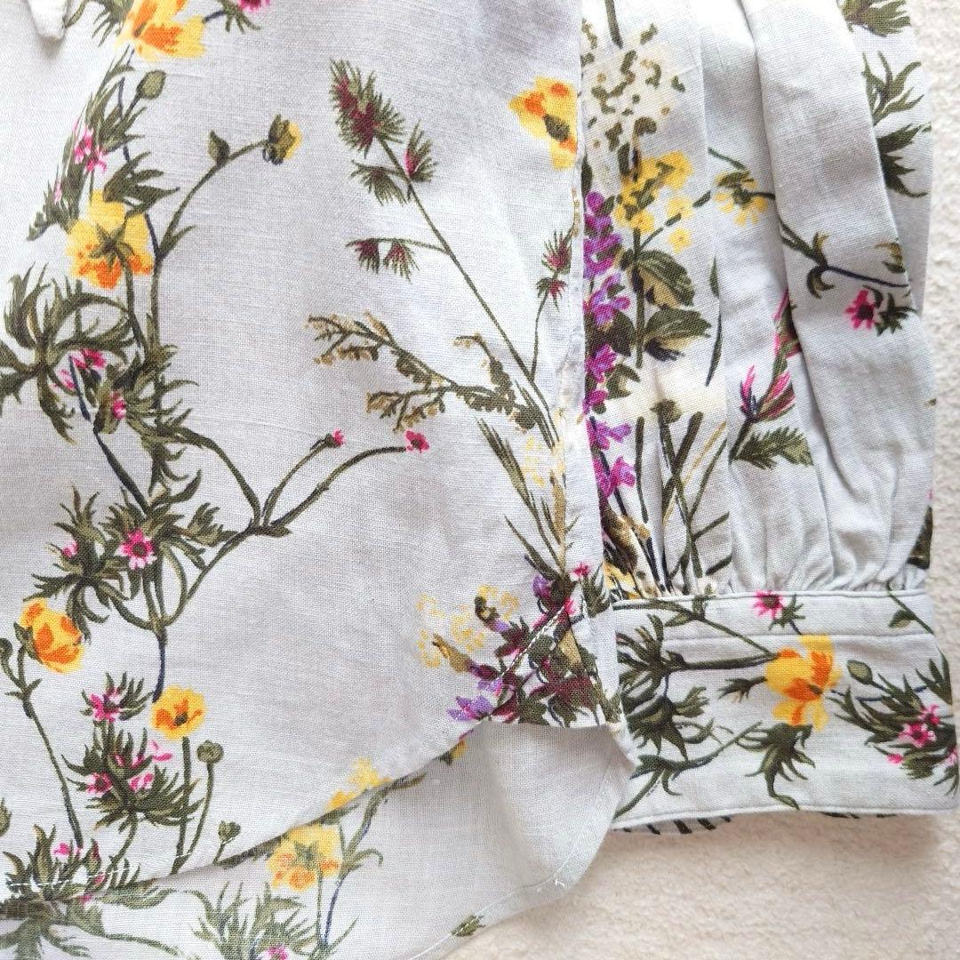 未使用品45R インドカディブーケストライププリントのリボンブラウス 45rpm