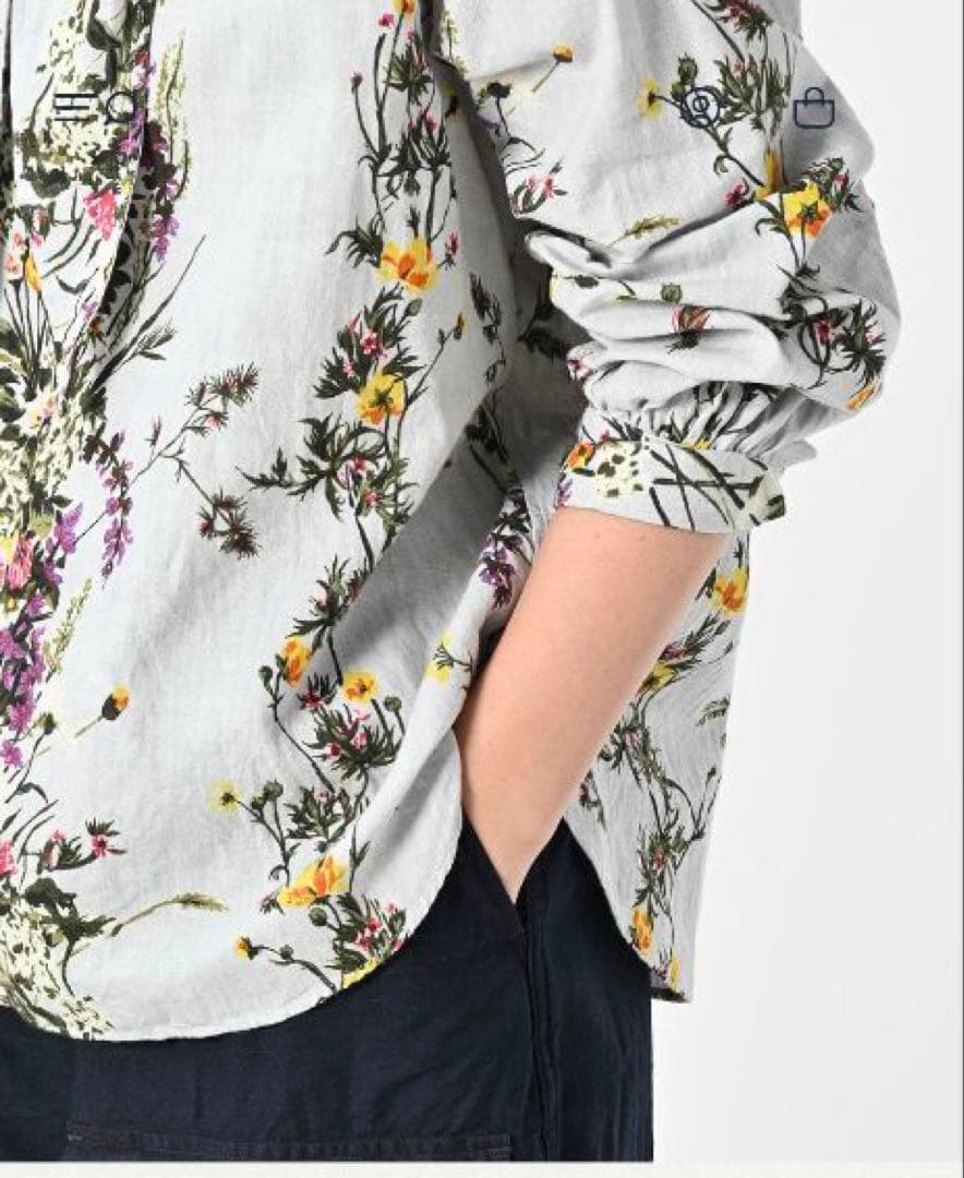 未使用品45R インドカディブーケストライププリントのリボンブラウス 45rpm