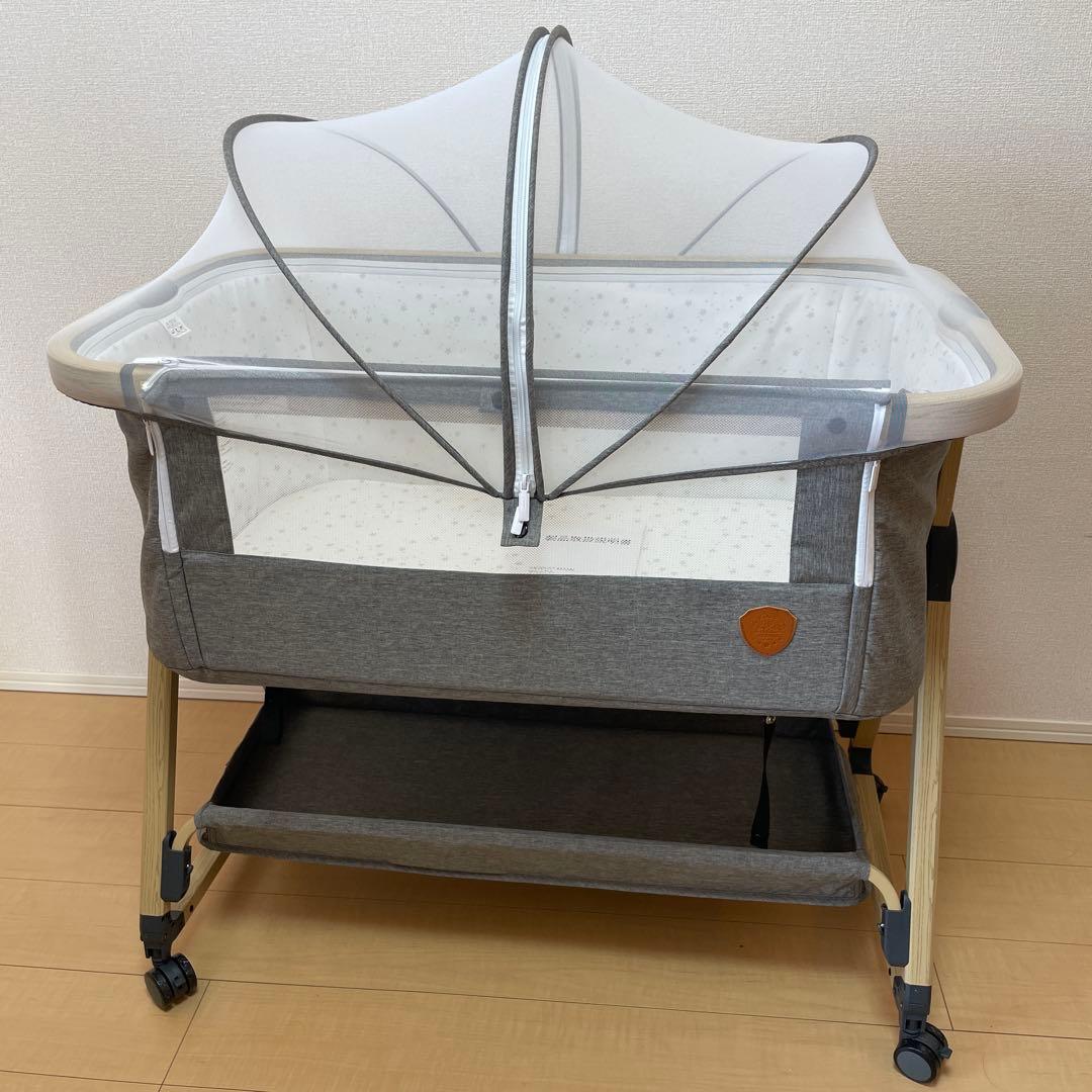 HZDMJ ベビーベッド グレー 取扱説明書付き