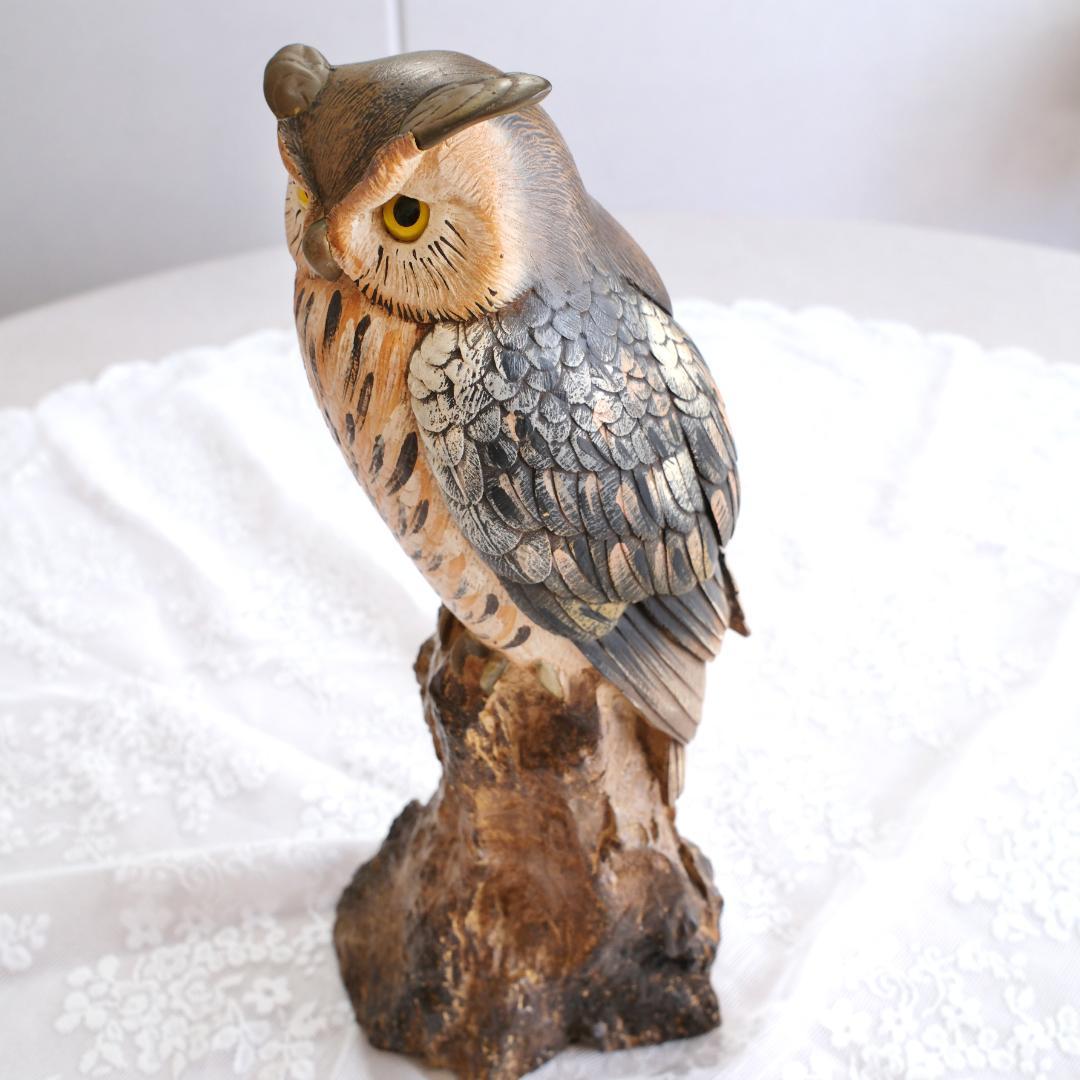 イタリア製フクロウの彫刻 約35cm