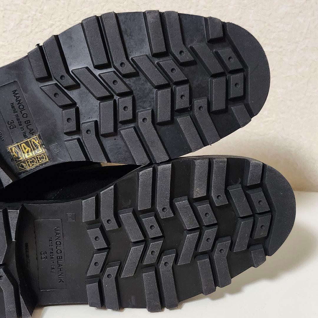 ほぼ新品 マノロブラニク ムートンショートブーツ 36 ブラック TOMOSA