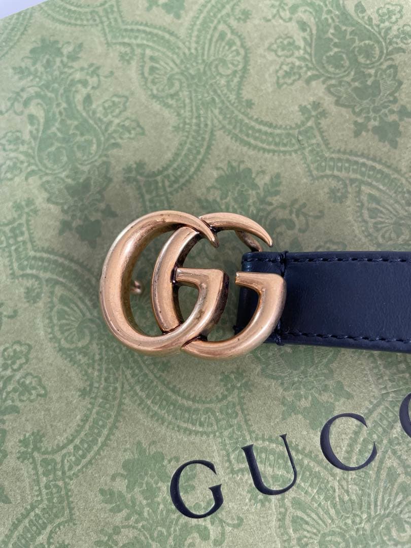 GUCCI ブラックベルト GGロゴ ブラック70