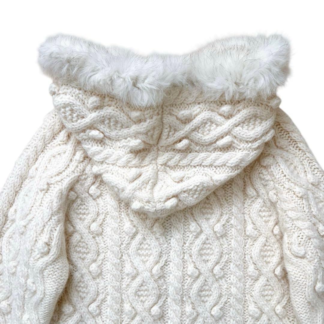 INGEBORG　フォックスファー　アランニットカーディガン　ジャケット　M