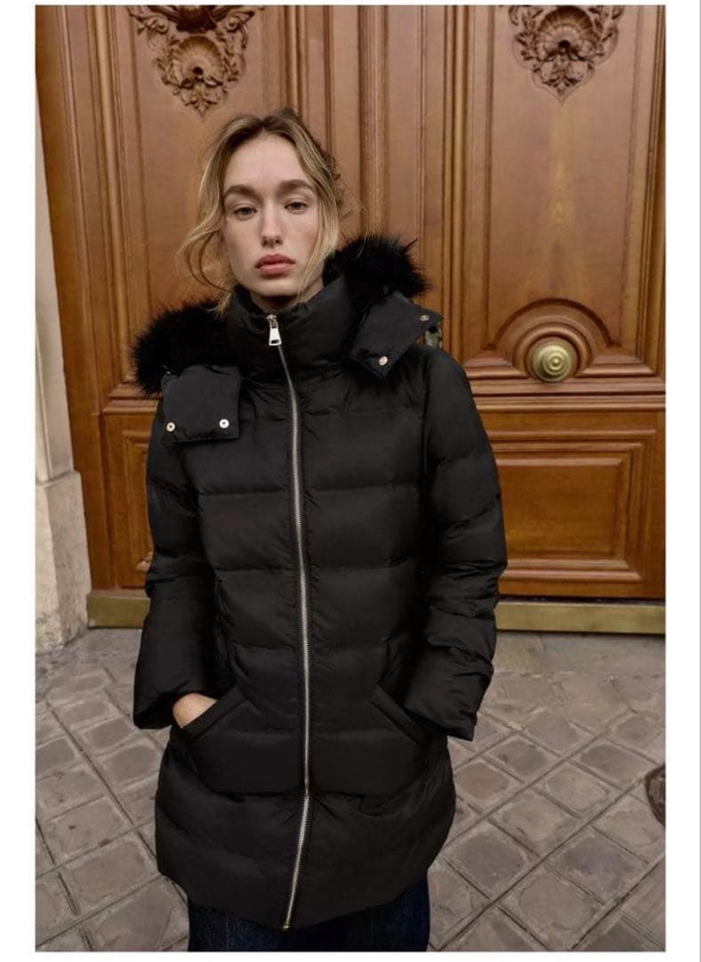 ZARA 撥水ウィンドブレーカーフード付きダウンジャケットL