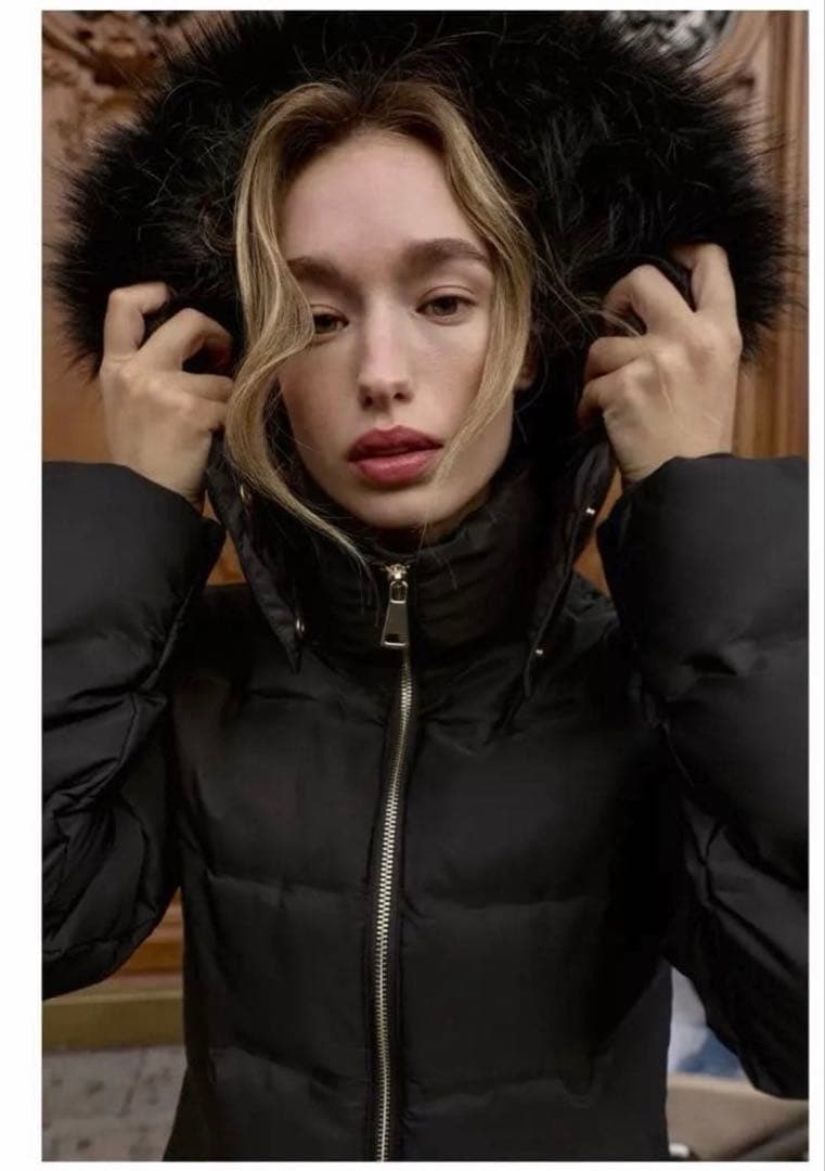 ZARA 撥水ウィンドブレーカーフード付きダウンジャケットL