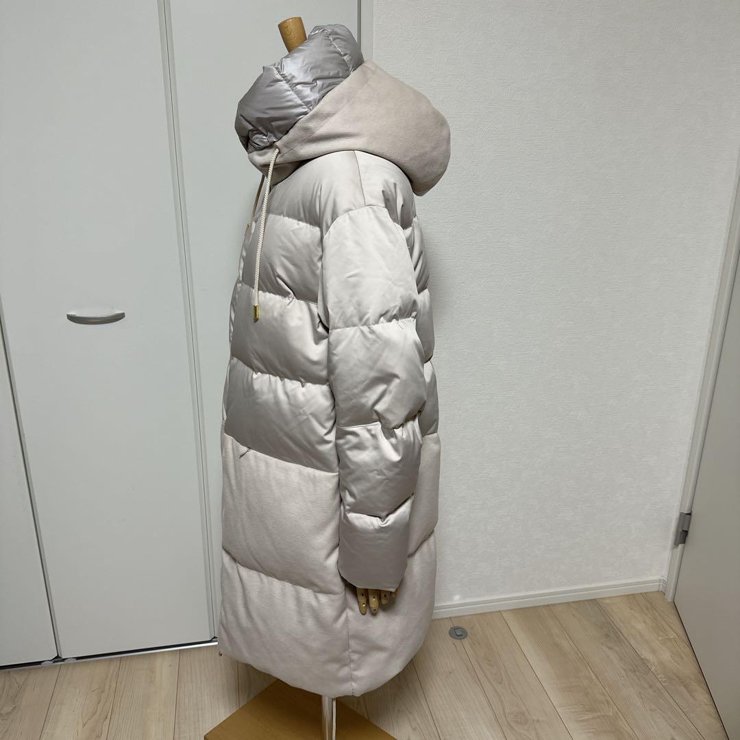 デュノDUNO ダウンコート アウターフード切替 ウール 44アイボリー