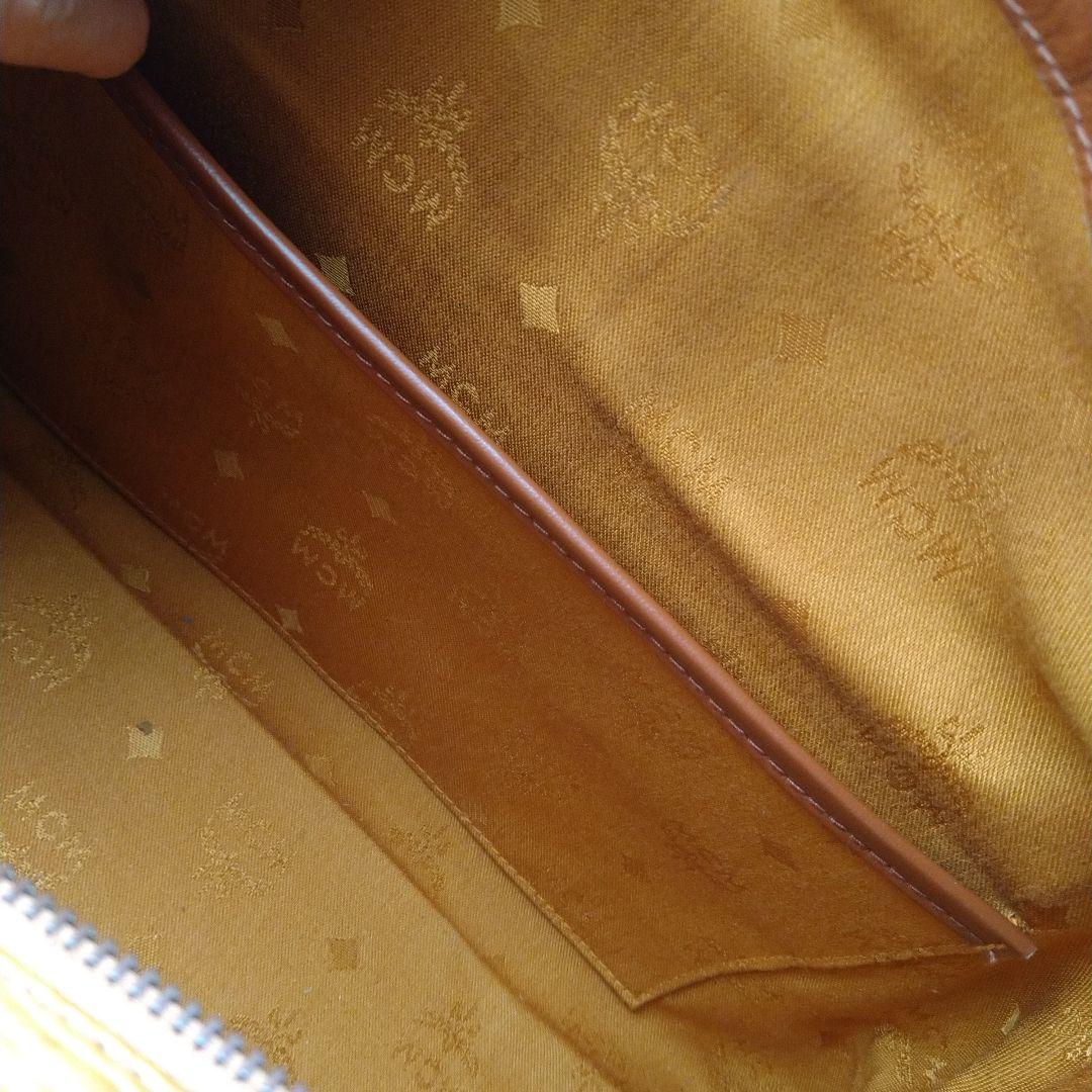 MCM ブラウンレザー ボストンバッグ 055710