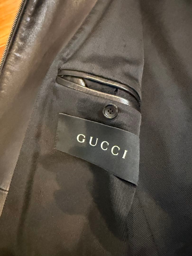 グッチ　GUCCI　シングルレザージャケット　サイズ50 羊革