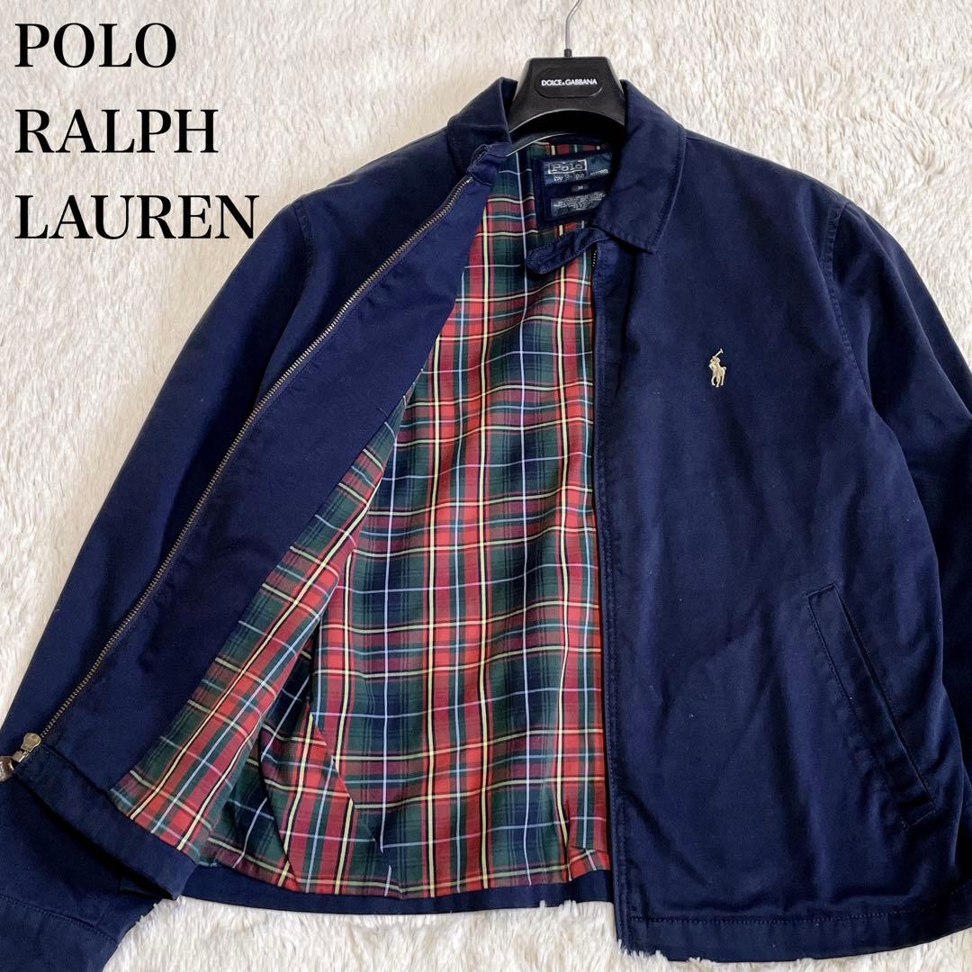 希少 90s ポロラルフローレン チェック ネイビー スイングトップ ブルゾン