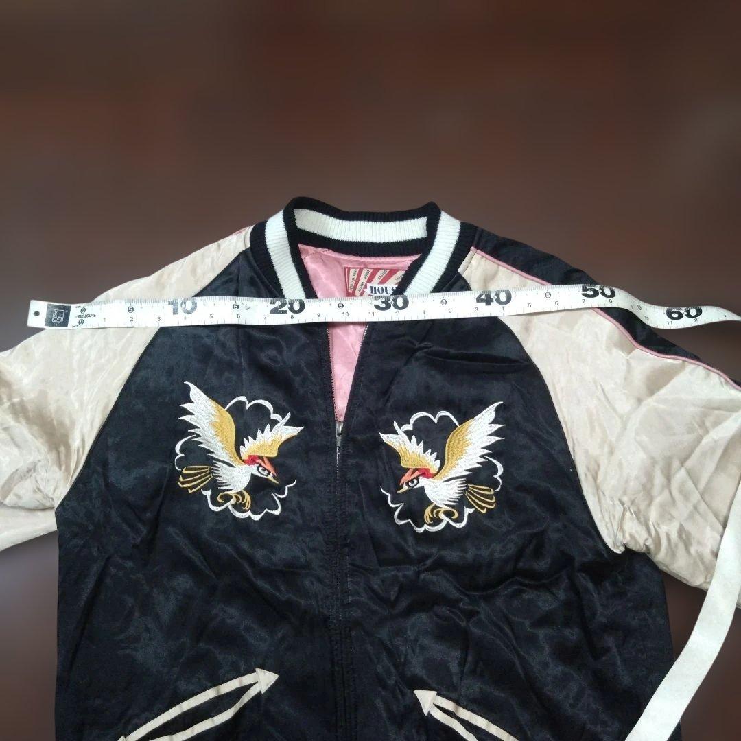 人気HOUSTON スカジャン 鷹と日本地図　 Lサイズ レーヨン