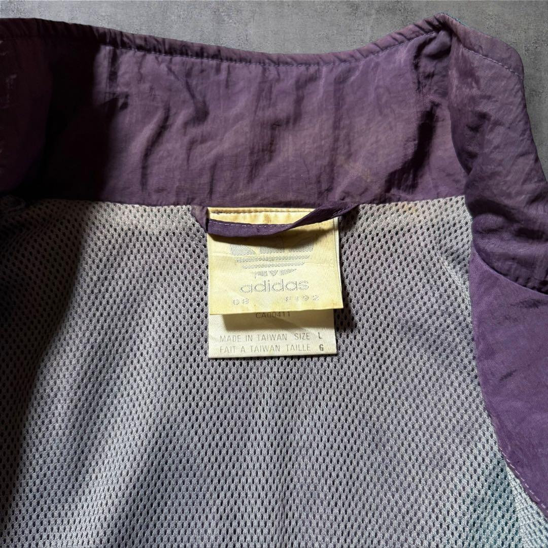 1501 古着90年代adidasナイロンジャケット刺繍ロゴ好配色マルチカラー