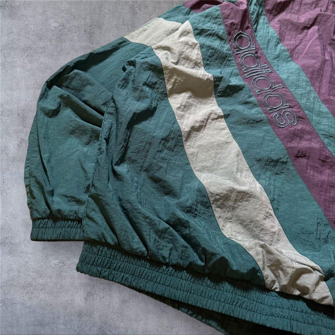 1501 古着90年代adidasナイロンジャケット刺繍ロゴ好配色マルチカラー