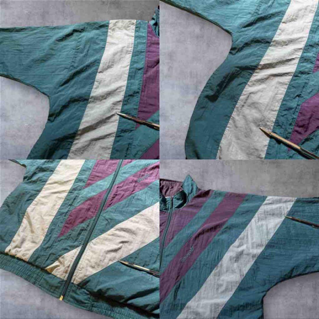 1501 古着90年代adidasナイロンジャケット刺繍ロゴ好配色マルチカラー