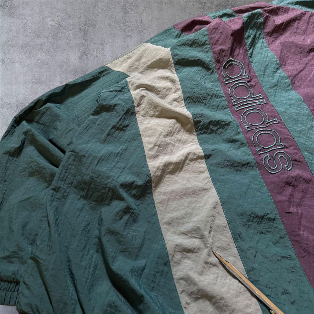 1501 古着90年代adidasナイロンジャケット刺繍ロゴ好配色マルチカラー