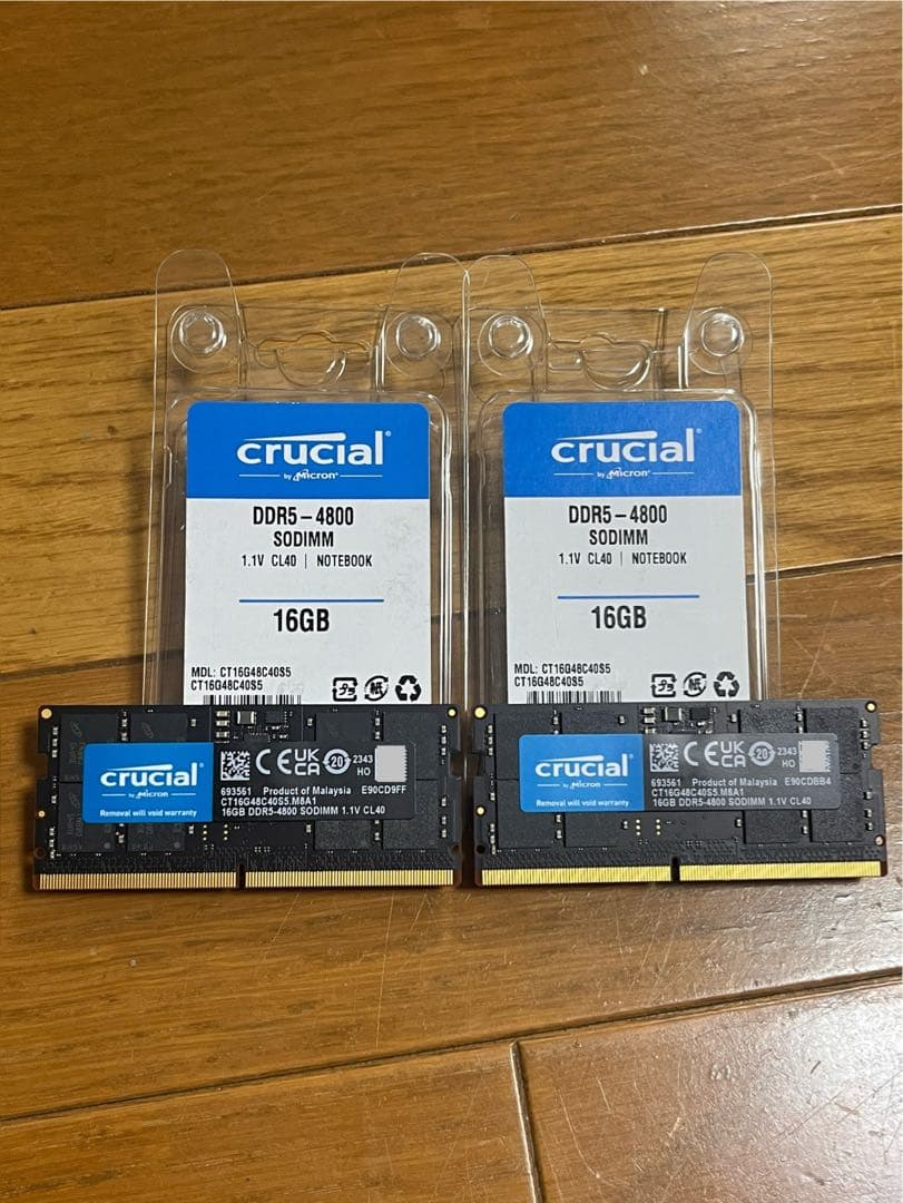 Crucial DDR5 4800MHz 16GB メモリ　ノート 2枚セット