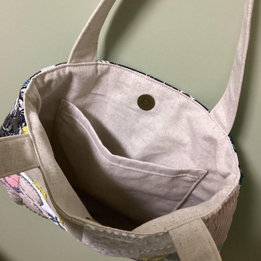 ミナペルホネン　パッチワークふっくらまるみのトートバッグハンドメイド