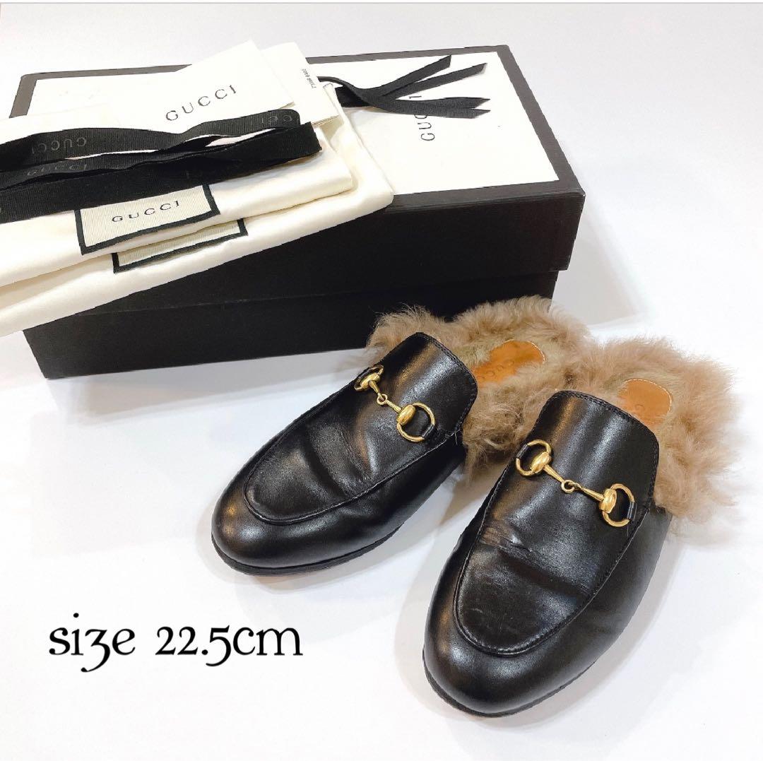 美品✨ GUCCI グッチ プリンスタウン ホースビット ファー サンダル