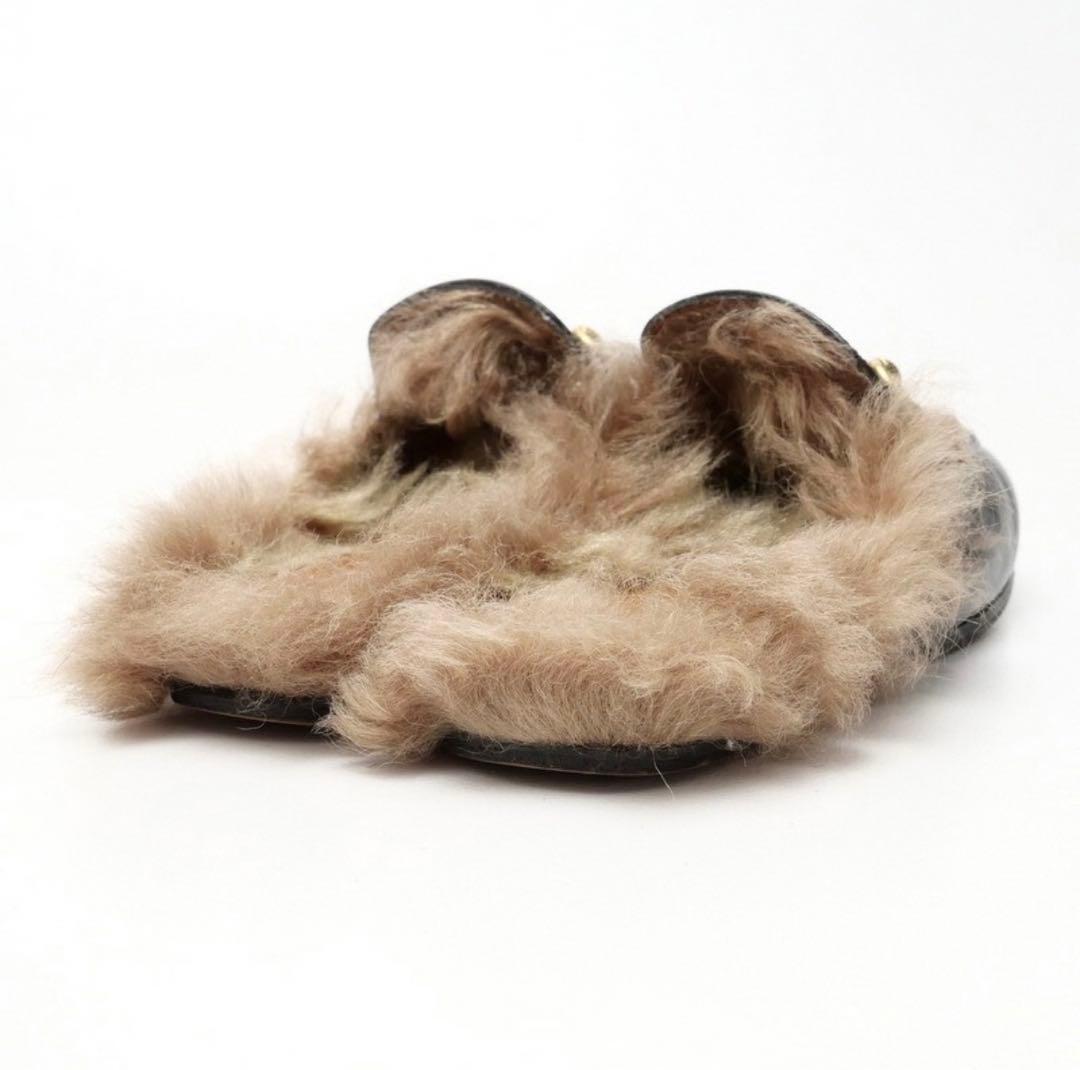 美品✨ GUCCI グッチ プリンスタウン ホースビット ファー サンダル