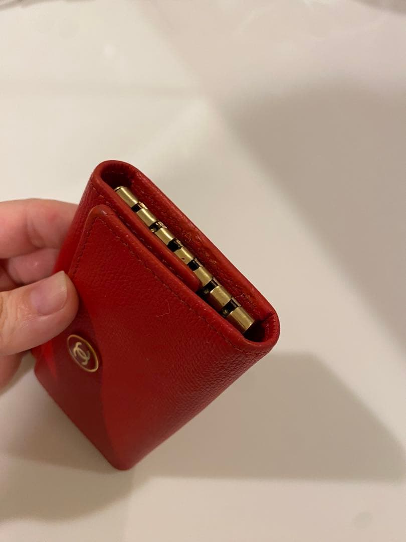 シャネル ココマーク レザーキーケース 赤