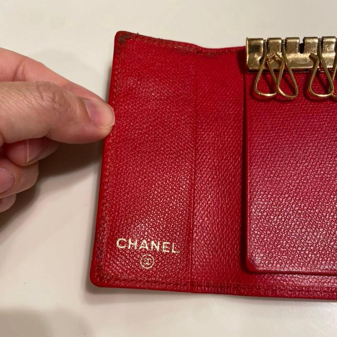 シャネル ココマーク レザーキーケース 赤