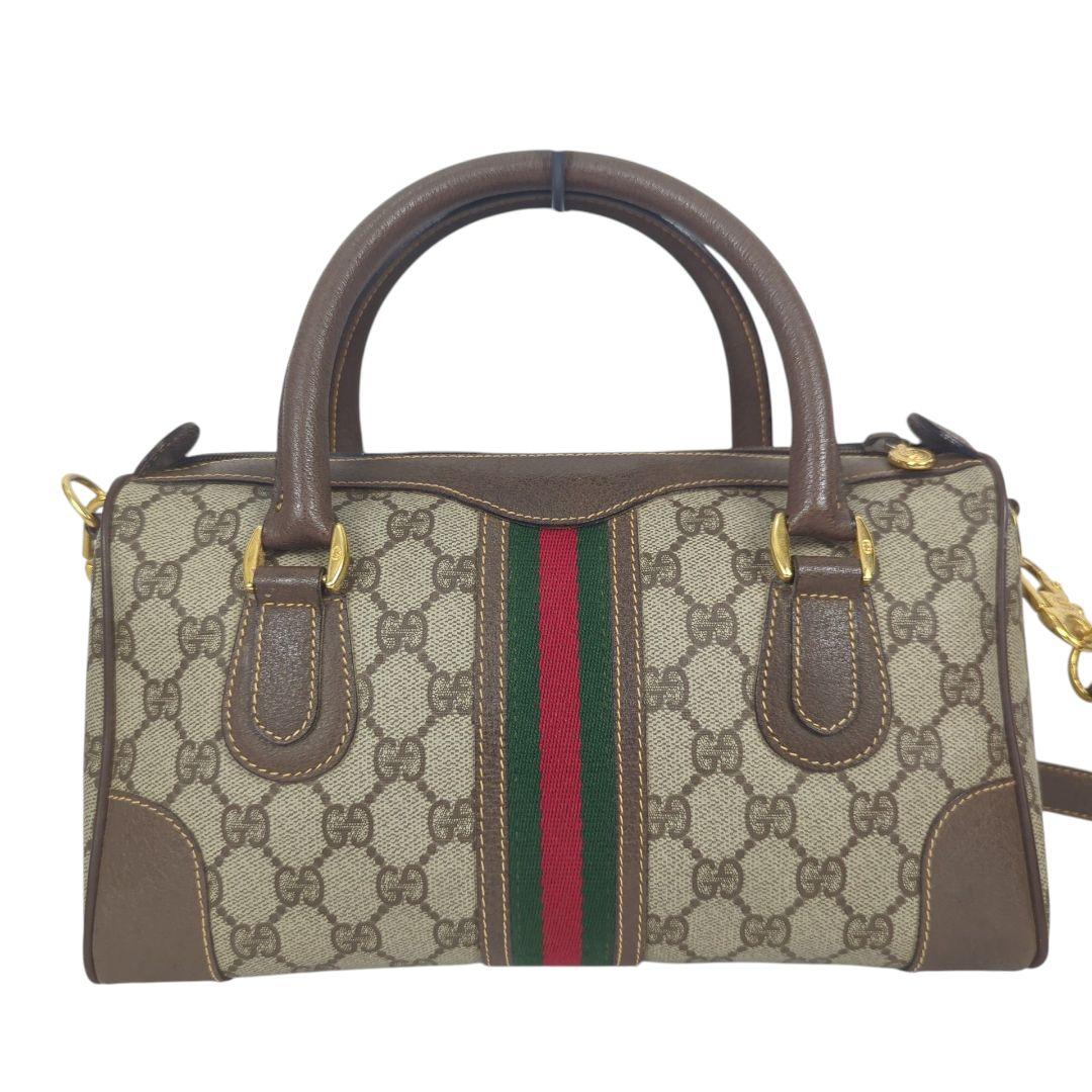 【美品】GUCCI グッチ シェリーライン ミニボストン ショルダー バッグ