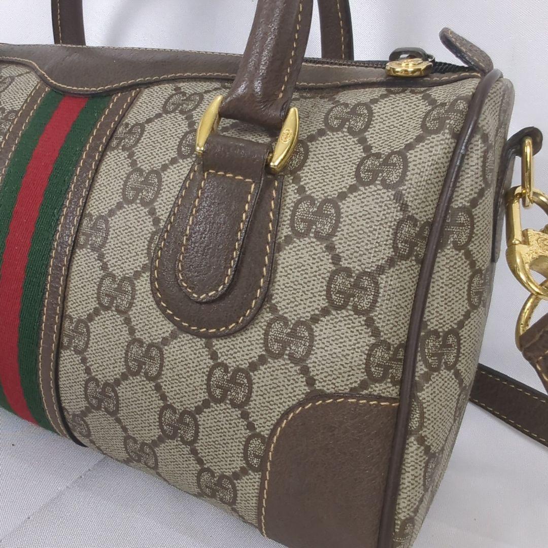 【美品】GUCCI グッチ シェリーライン ミニボストン ショルダー バッグ