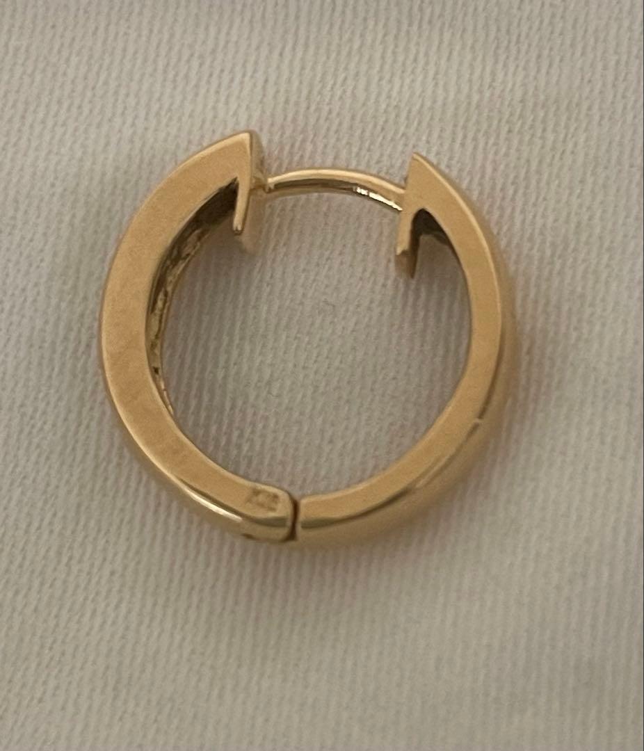 ZEN K18 イエローゴールド フープピアス ダイヤモンド5個 片耳用