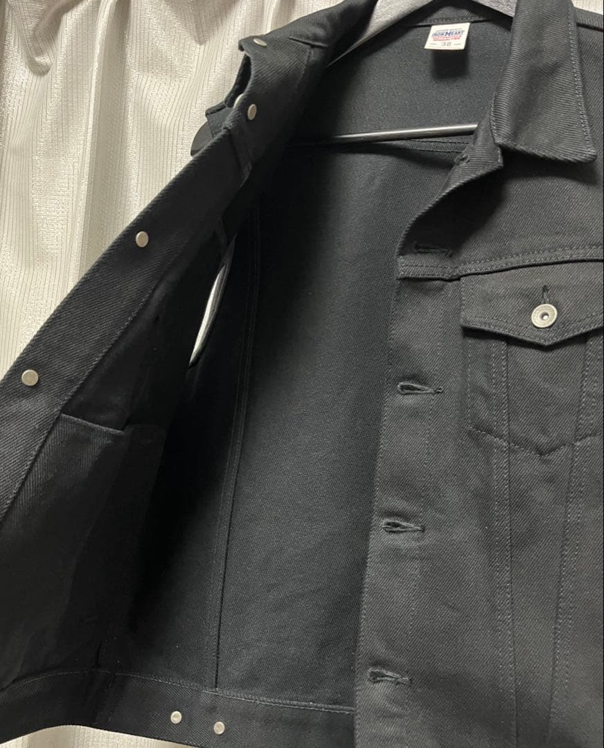 【美品】IRON HEART 21oz黒鎧デニム トラッカーベスト　Lサイズ