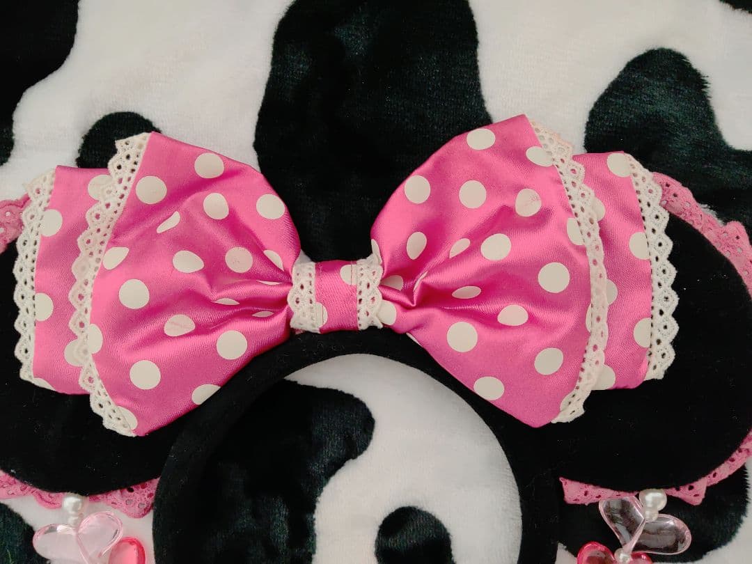 ディズニーミニーパルパルーザピンク水玉イヤリングカチューシャ