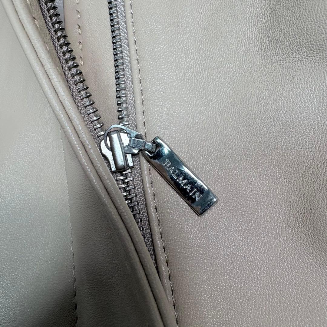 BALMAN レザージャケット 羊革 ジップアップ ベージュ 13 バルマン