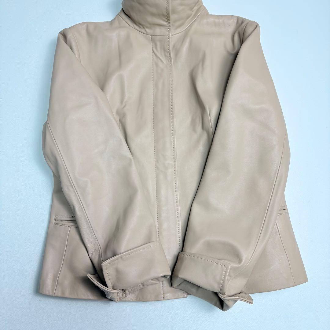 BALMAN レザージャケット 羊革 ジップアップ ベージュ 13 バルマン