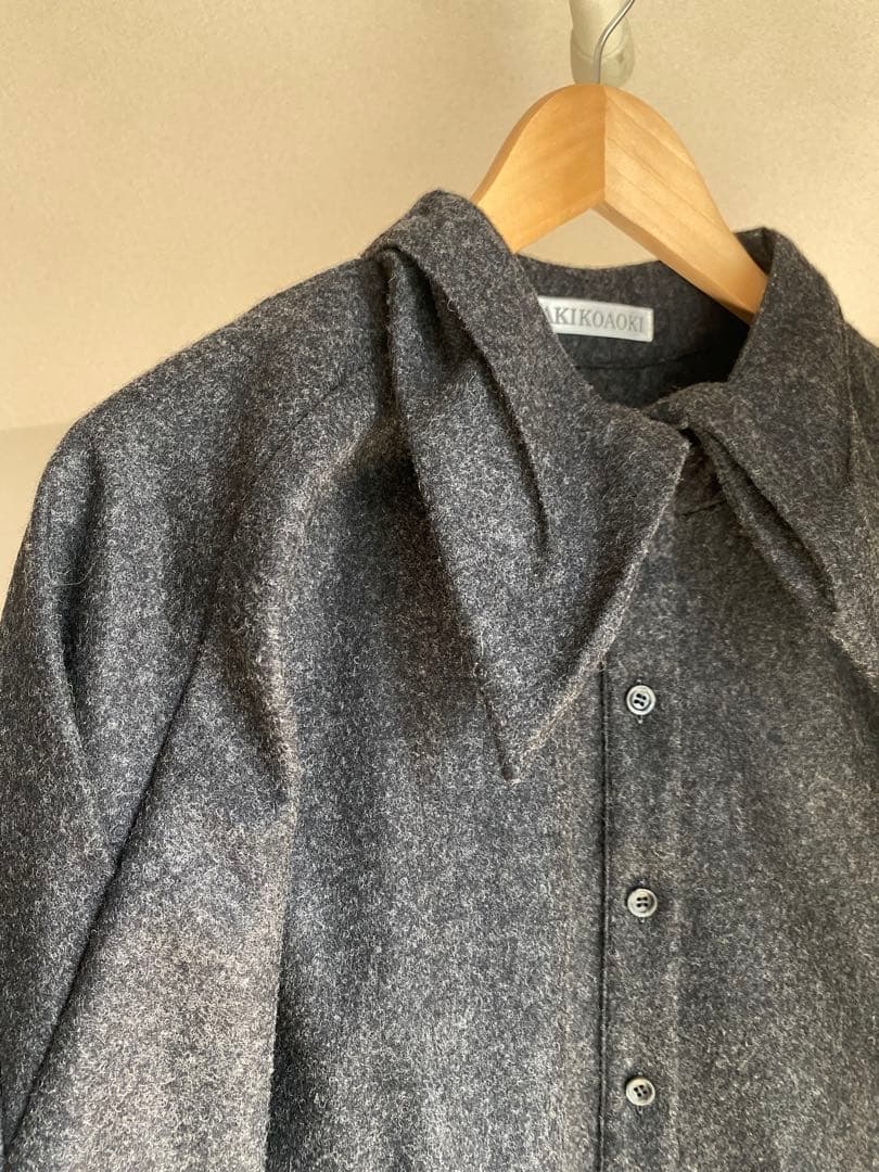 AKIKOAOKI ウール　シャツ　dementional shirts