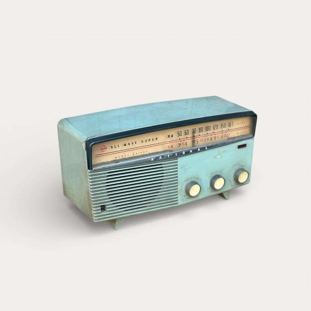 National 真空管ラジオ EA-305 通電確認済 レトロブルーが可愛い