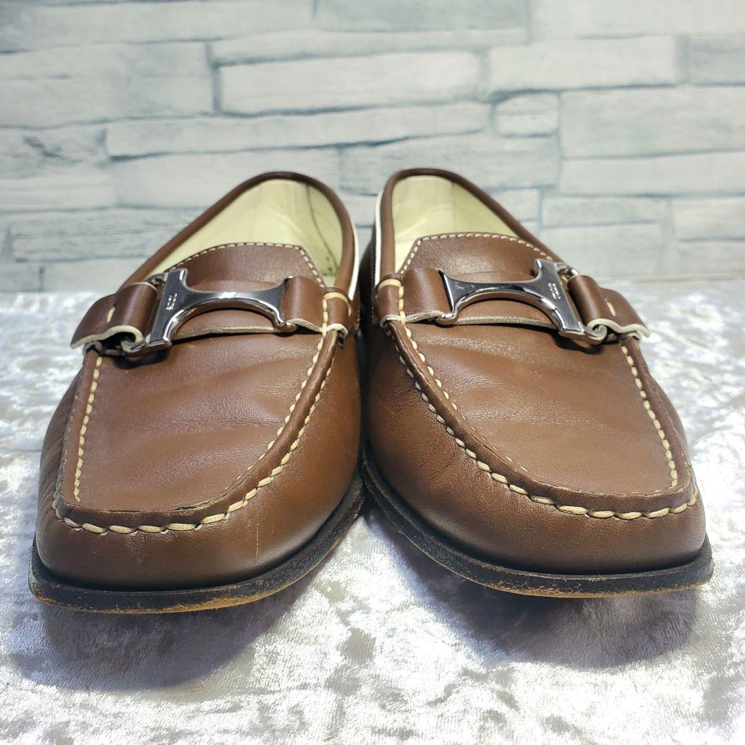 【極美品】✨TOD'S トッズ 22cm ローファー 革靴 T金具 茶系 35