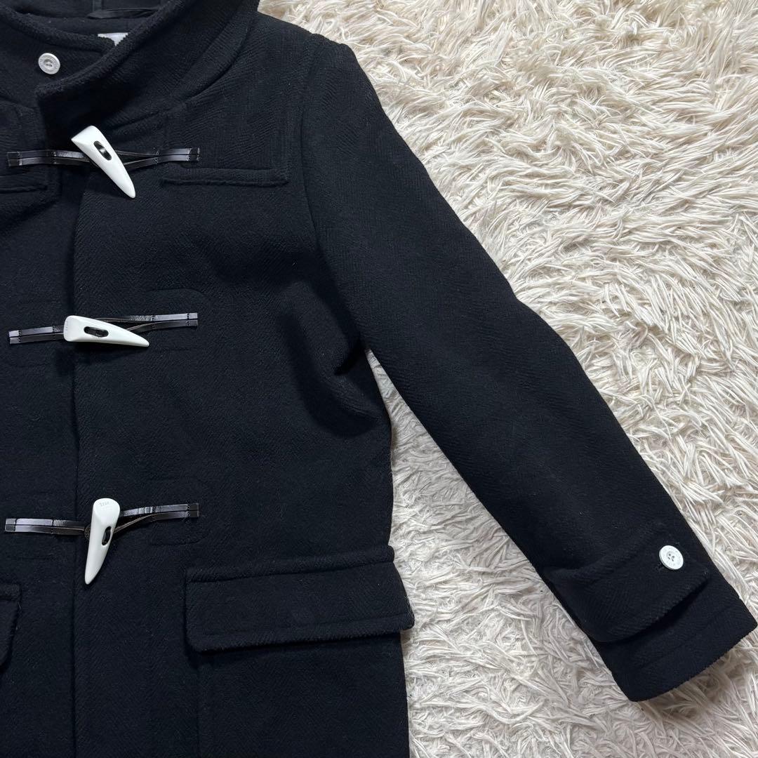 HYKE ハイク　ダッフルコート ヘリンボーン　白トグル　ブラック　サイズ2