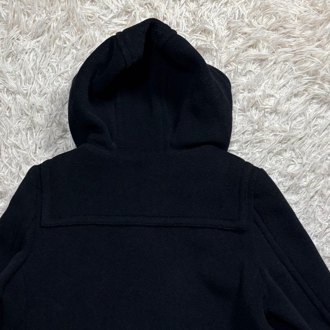 HYKE ハイク　ダッフルコート ヘリンボーン　白トグル　ブラック　サイズ2