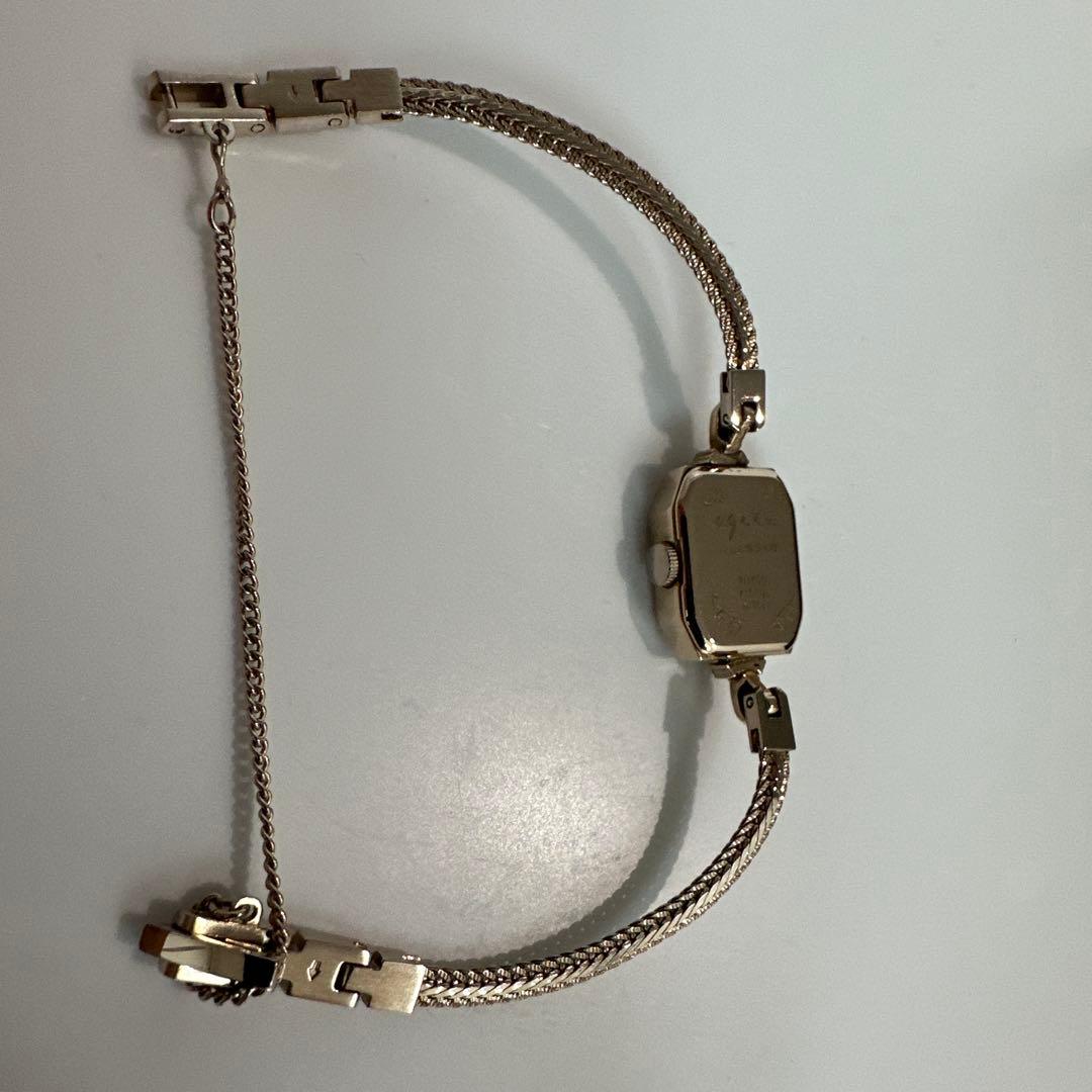 【電池切れ】agate（アガット） クラシック スクエア ダイヤ K10 腕時計