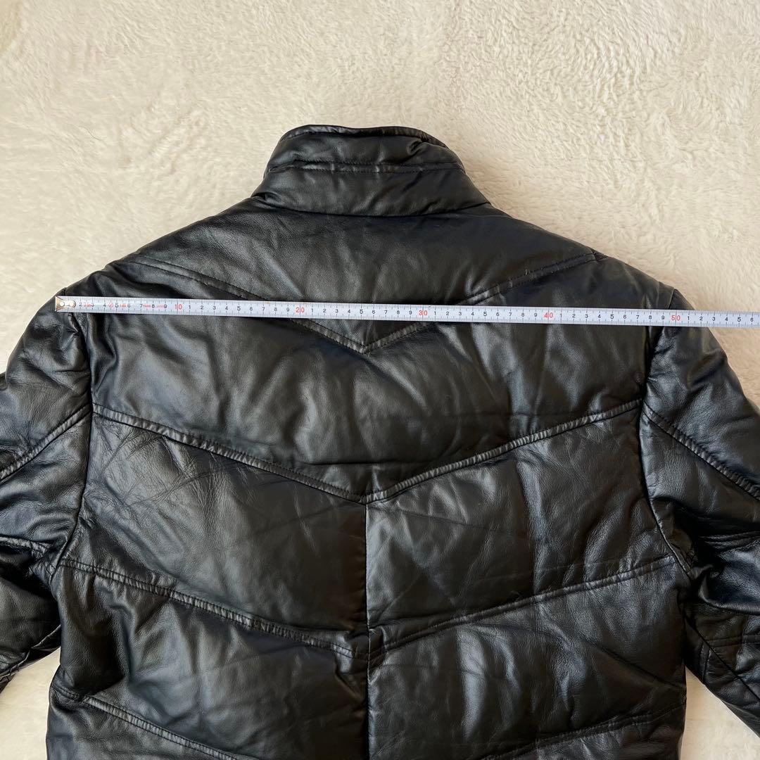 良品 ✨シープスキン　羊革 V字キルト レザーダウンジャケット LL 本革 希少