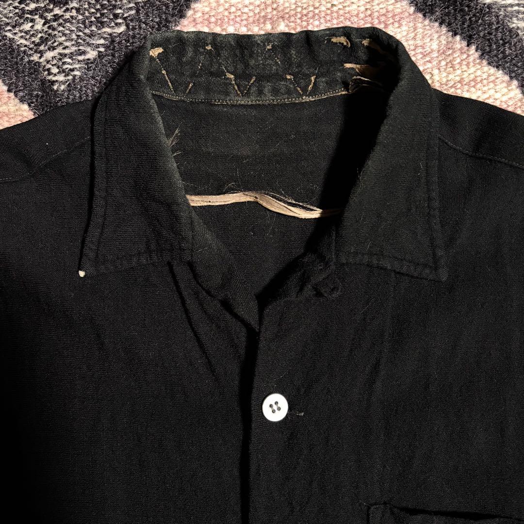 60s ブラックレーヨンシャツ　ギャバシャツ　ヴィンテージ　usa製 50s