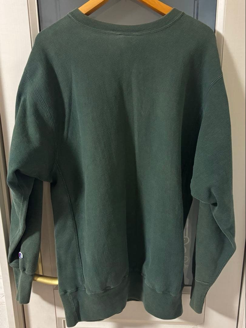 【良品】チャンピオン 90s 刺繍タグ 目無し リバースウィーブ USA製 緑